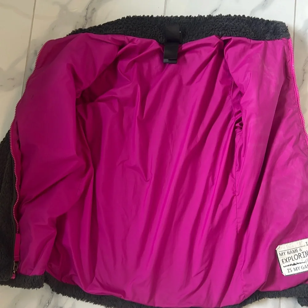 The North Face Laurel Fleece Full Zip Up Jacket In Dark Gray Girls’ Size L